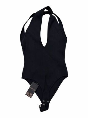 Mango Black Ribbed Halter Bodysuit